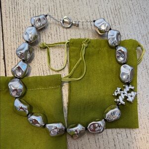 Tory Burch Chunky Silver Bead Necklace